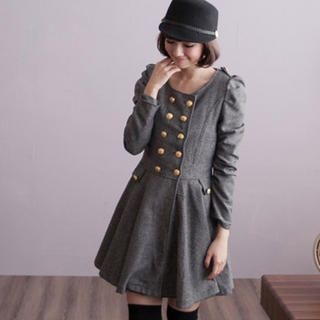 Double-Buttoned Herringbone Coatdress Double-Buttoned Herringbone Coatdress