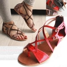 Marcella - Genuine Leather Cross-Strap Flat Sandals