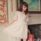 Little Paw - Elbow-Sleeve Bow-Accent Lace Dress