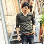 HOTBOOM - V-Neck Ribbed Top
