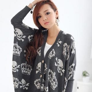 Skull Print Cardigan
