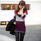 REDOPIN - Deep V-Neck Hooded Striped Top