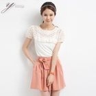 yeomong - Eyelet-Lace Trim Top
