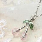 Fit-to-Kill - Silver crystal cherry Necklace -Pink