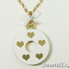 Sweet & Co. - White Mirror Donut Ribbon Gold Necklace