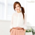 Soneed - Rhinestone Tie-Neck Blouse