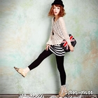 Tian Mu - Inset Striped Skirt Leggings
