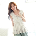 Tokyo Fashion - Gathered-Waist Pointelle Knit Top
