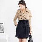 Orange Style - Mock Two-Pie Tie Sash Trench Coat