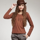 OrangeBear - Lace Panel Bow-Back Studded Top