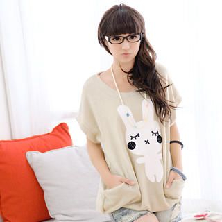 Rabbit Print Knit Top