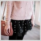 Clair Fashion - Beaded Mesh Skirt