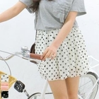 Cocopop - Elastic-Waist Polka Dot Miniskirt