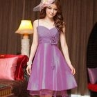 JK2 - Sleeveless Corsage-Accent Shirred Cocktail Dress