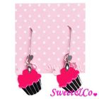 Sweet & Co. - Sweet&Co Mini Silver Fuchsia Cupcake Crystal Earrings