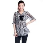 O.SA - Bow-Accent Leopard-Print Chiffon Top