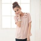eFashion - Layered-Collar Shirred-Sleeve Top