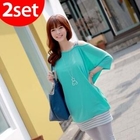CLICK - Set: Cut-Away Shoulder Top + Inset Skirt Leggings