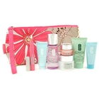 Clinique - Travel Set: MU Remover + Scrub Cream + Youth Surge Night + Masque + Turnaround Concentrate +  Eyes + Lip Smoothie + Bag