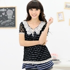 59 Seconds - Inset Lace Top Stripe Tunic