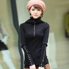 NAIYE - Buttoned Turtleneck Knit Top