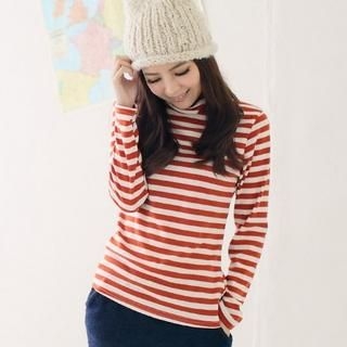 Turtleneck Striped T-Shirt