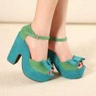 Mancienne - Bow-Accent Two-Tone Platform Sandals