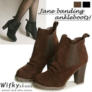 Faux-Suede Block-Heel Ankle Boots Faux-Suede Block-Heel Ankle Boots