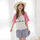 Kiwi Shop - Lace-up Belt Polka Dot Skirt