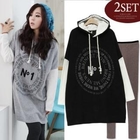 Soneed - Set: Hooded Pullover Dress + Rib-Knit Leggings