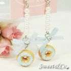 Sweet & Co. - Sweet Blue Glitter Mini Donut Ribbon Pearl Earrings