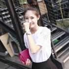 LORIKEET - Eyelet-Lace Trim Puff-Sleeve Top