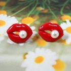 Angelove - Faux-Pearl with Lip Earrings