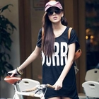 PUFFY - 'SORRY' Print Short-Sleeve Long Top