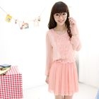 59 Seconds - Crochet Bib Pleated Chiffon Dress