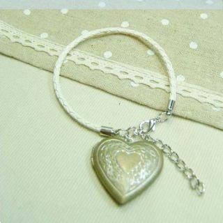 Sweet Heart Locket Leather Bracelet