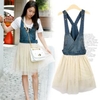 MOUL STYLE - Mock Two-Piece Denim Jumper Dress