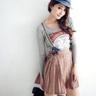 OrangeBear - Suspender-Detail Houndstooth Skirt