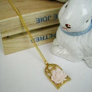 Gold Bird Cage Flower Necklace