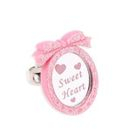 Sweet & Co. - Pink Glitter Sweet Heart Pendant Silver Ring