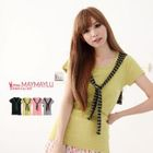 Maymaylu Dreams - Inset Striped Tie Scoop Neck Short-Sleeve Tee