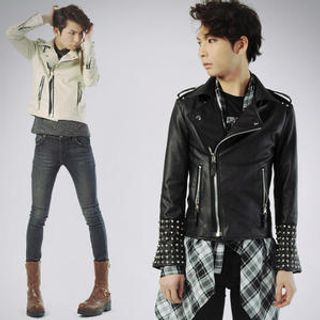 Studded Faux Leather Jacket Studded Faux Leather Jacket