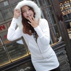 NamuDDalgi - Set: Faux-Fur Trim Zip Hoodie + Elasticized Waist Miniskirt