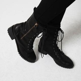 Genuine Leather Lace-Up Boots Genuine Leather Lace-Up Boots