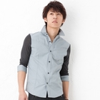 BLACK ASUKA - Contrast 3/4-Sleeve Shirt