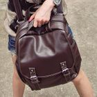 Fashion Lady - Faux-Leather Buckled Backpack