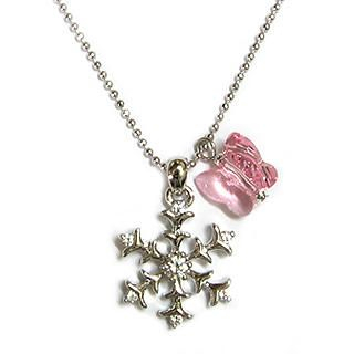 'Mezzo-Piano' - 'Snowy Concerto' Necklace with Pink Swarovski Crystal Butterfly 'Mezzo-Piano' - 'Snowy Concerto' Necklace with Pink Swarovski Crystal Butterfly