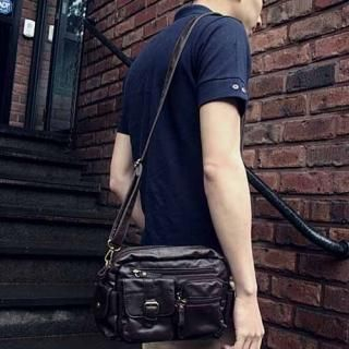 Faux-Leather Clutch with Cross Strap