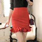 JK2 - Ruffle-Hem Pencil Skirt