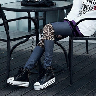 Leopard-Print Two-Tone Leggings